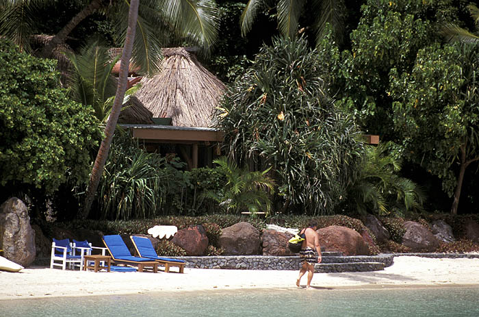 Relaxing on the lagoon beach