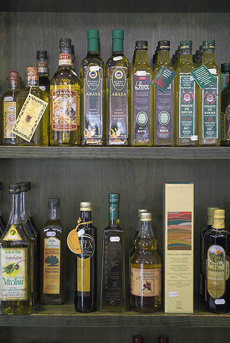 Olive oils displayed at the PCO producers' cooperative