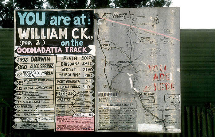 Traveller's advisory at William Creek, near Lake Eyre