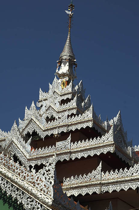 Burma's distinctive filigree temple roofs