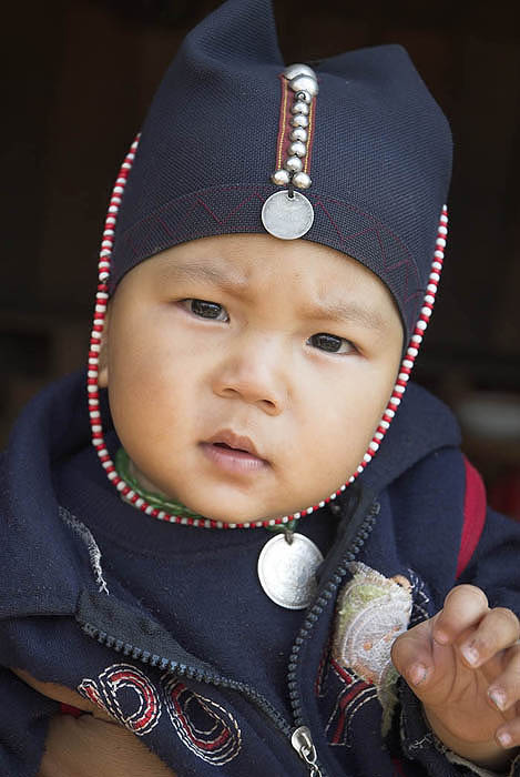 An Akha infant outside Kengtung, Myanmar