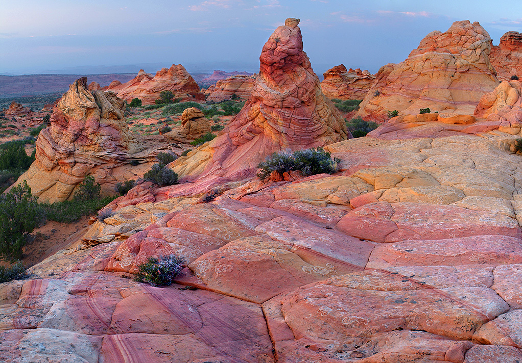 Coyote Buttes South - Post Sunset Pink Swirls  Hoodoos
