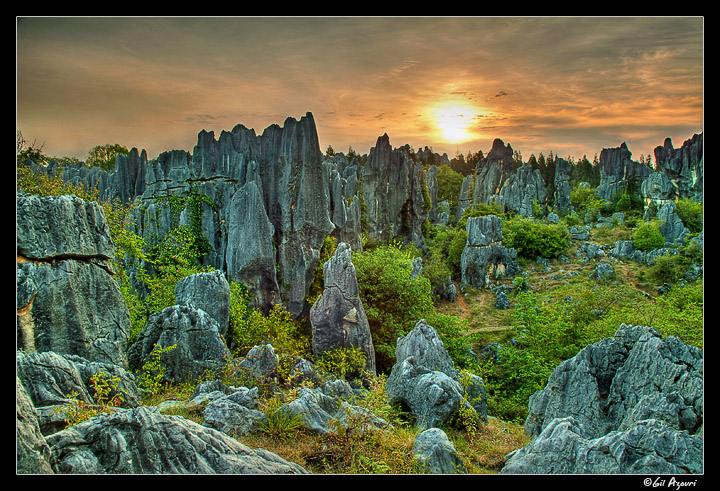 Sunrise over Shilin Stone Forest