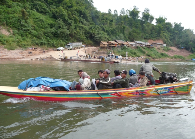 Speedboat heading upriver