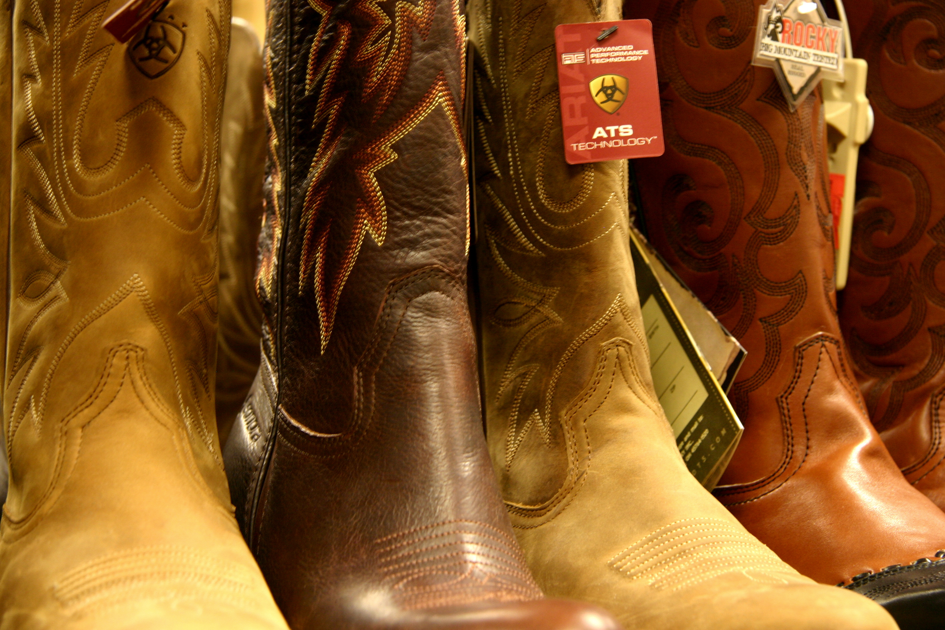 Shopping for boots at Murdochs.