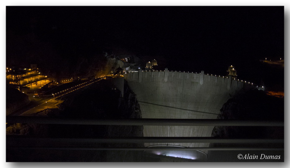 The Dam from the bus at night.