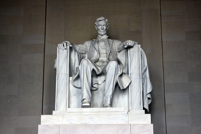 The Lincoln Memorial Statue in the center of the Memorial