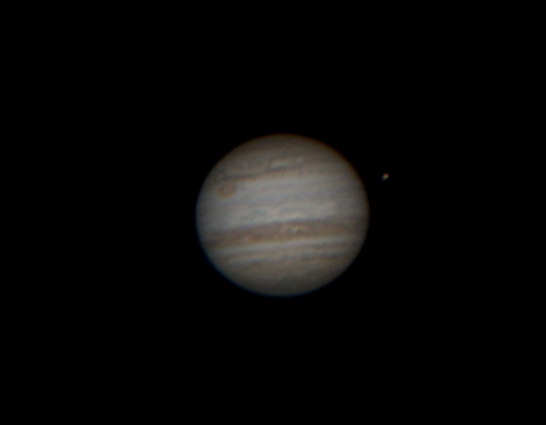 Jupiter with Europa and the Red Spot