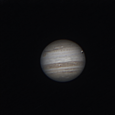 Jupiter with transit of Europa and the Red Spot (reprocessed)