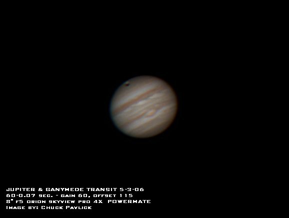 Jupiter and Ganymede transit (shadow and moon)