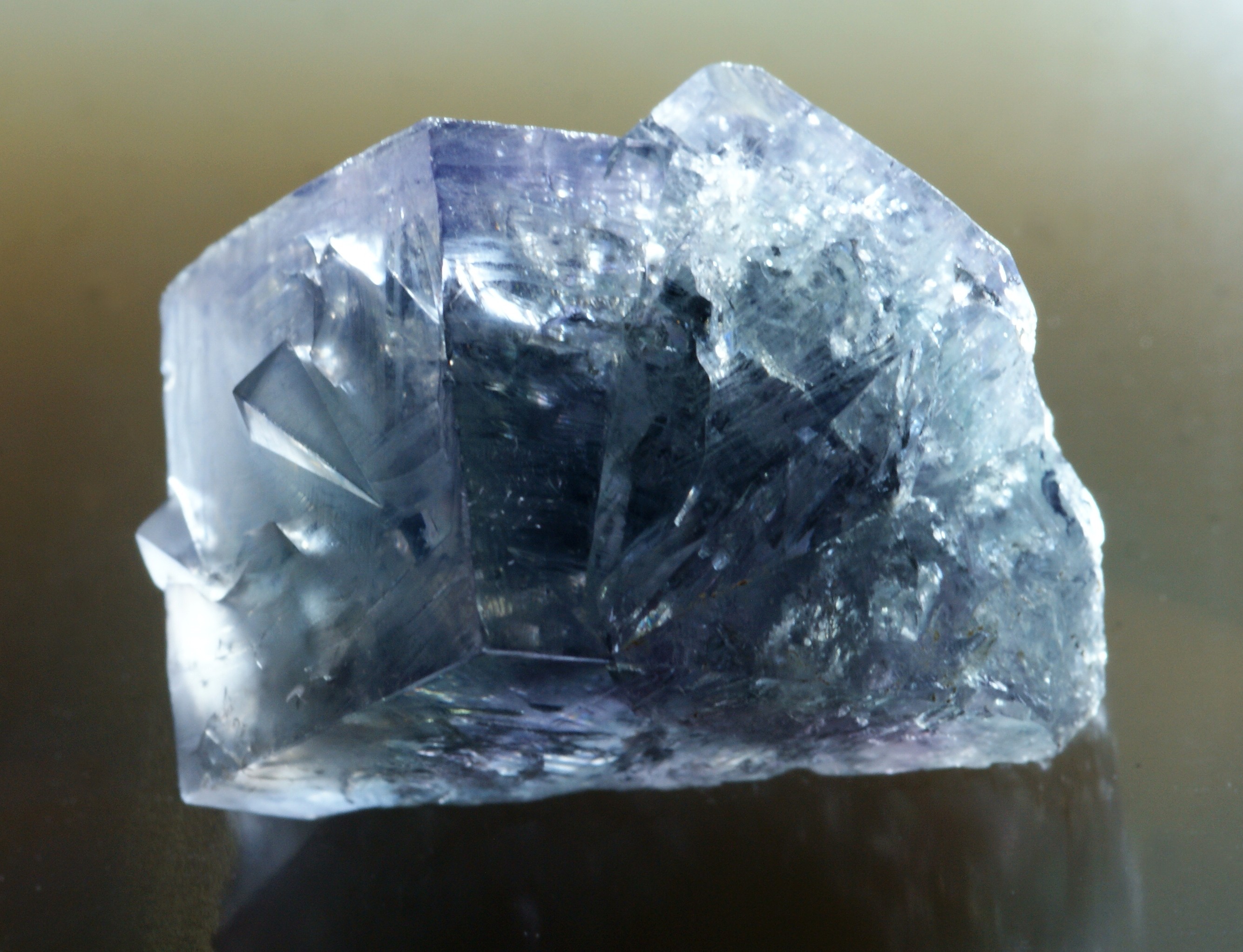 3 cm interpenetrant twin of purple fluorite from the Frazers Hush Mine, Weardale, County Durham.