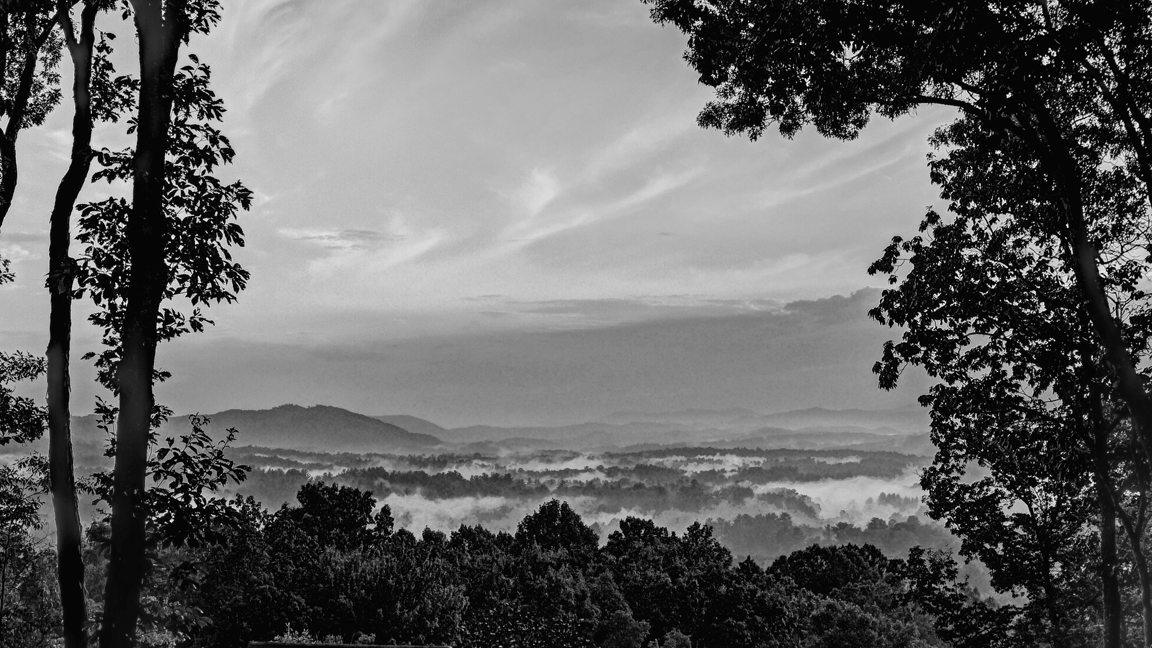 GROUND FOG IN THE VALLEY  -  AN HRD IMAGE, PROCESSED WITH PHOTOMATIX PRO SOFTWARE