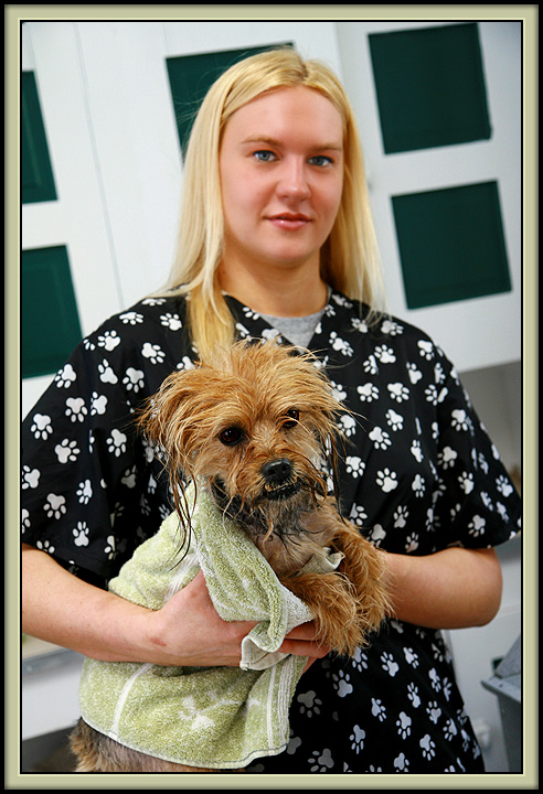 Erica With the Just Washed Doggie