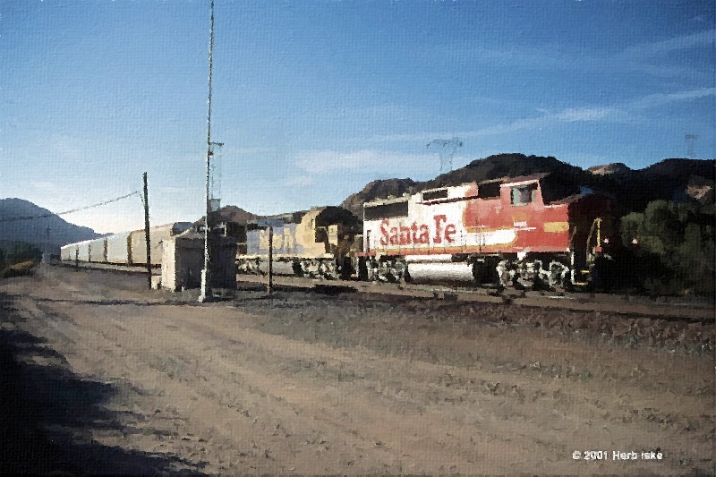 BNSF Red/Silver Warbonnet Heads Through Cajon XOs