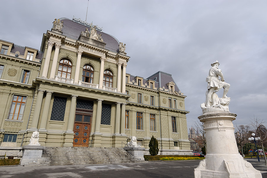 The Justice Palace and the Statue of Wilhelm Tell (Guillaume Tell)