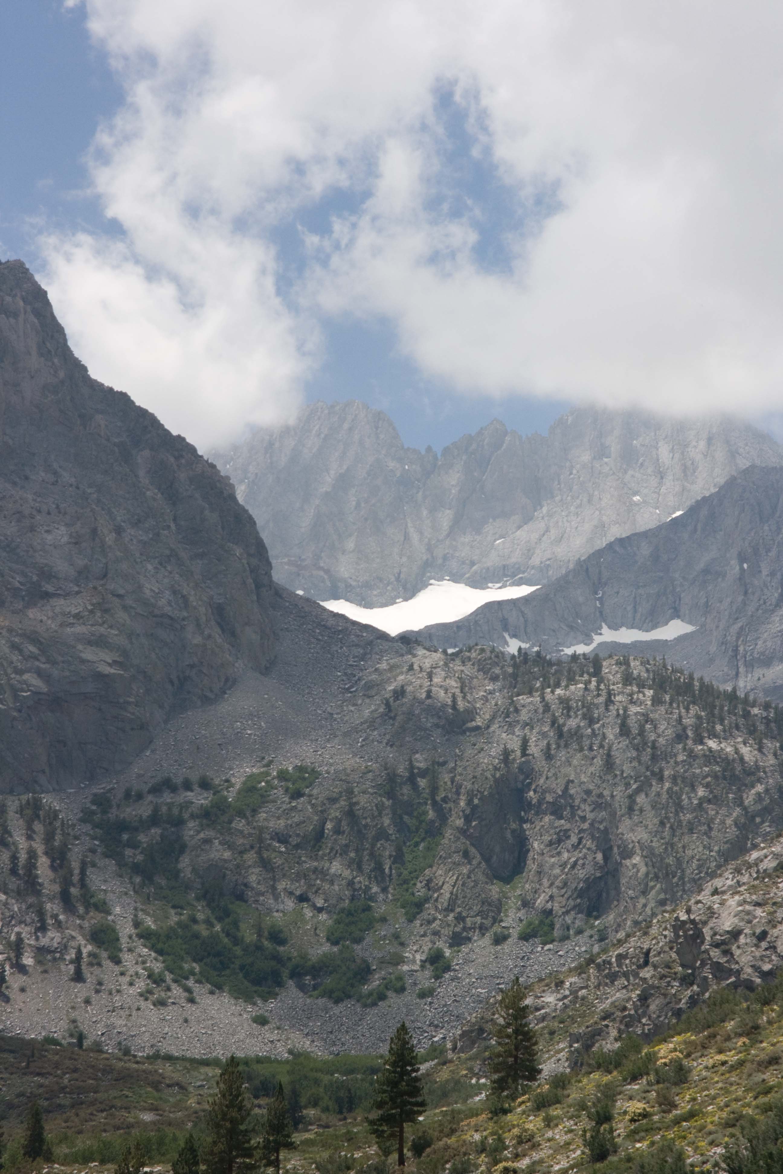Looking up six thousand feet to the crest