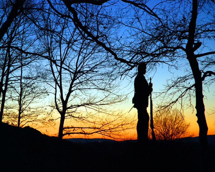 12/19/06 - Sunset Sentry<br><font size=3>ds20061219_0006a1w Sentry on Little Round Top.jpg</font>