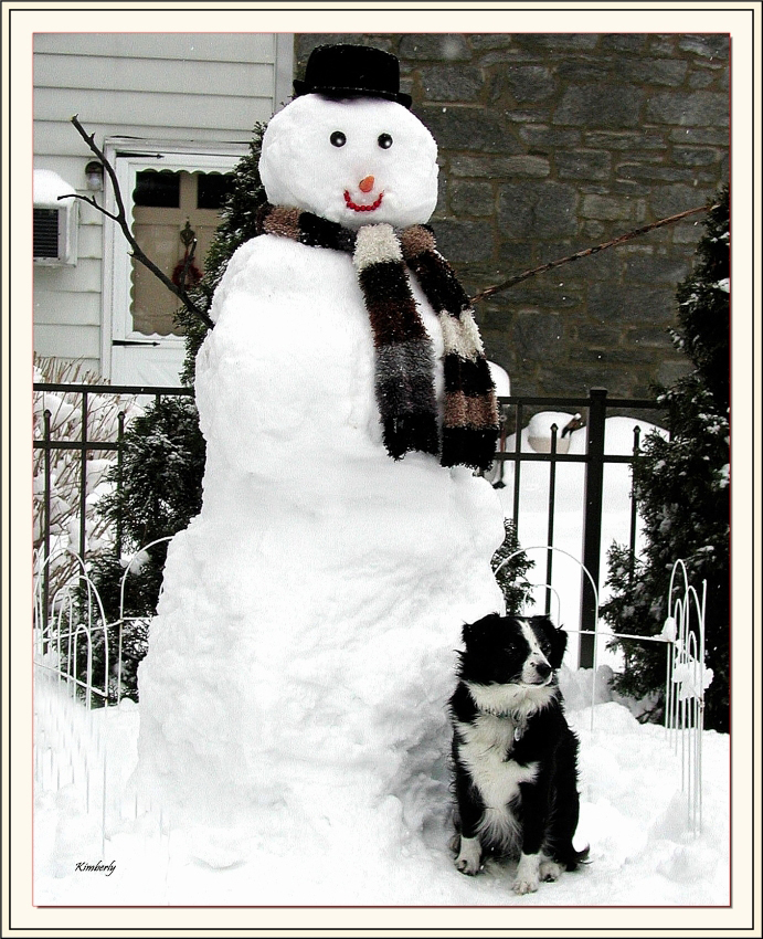   Snow man and photo of Hanna  by Kimberly my daughter 
