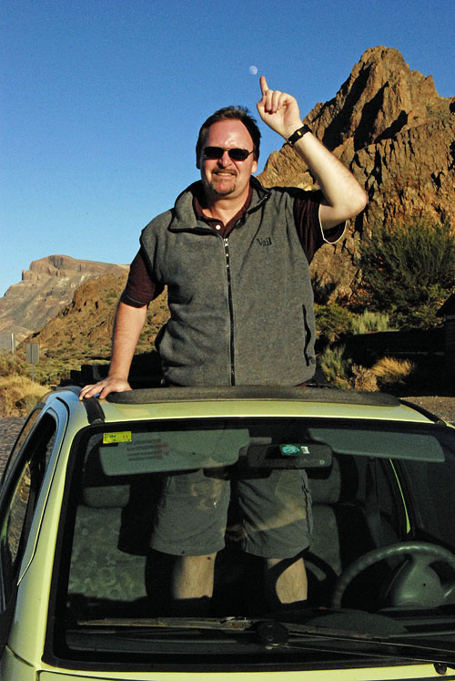 JIM in Twingo at the base of MT Teide 2010.jpg