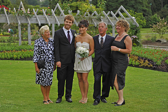 The bridal couple with Allies mom and grandparents
