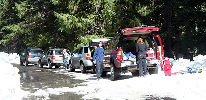 Families ready to play in the snow at the unofficially named College Hill, at about 4,000 feet