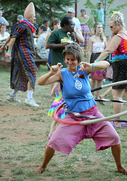 Kat the Hula Hoopster, along with a Conehead