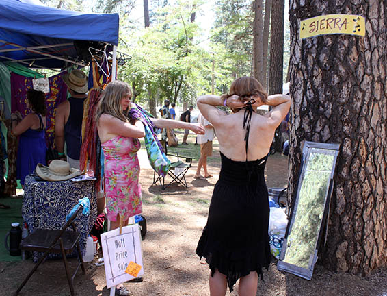 Shopping amidst the tall trees