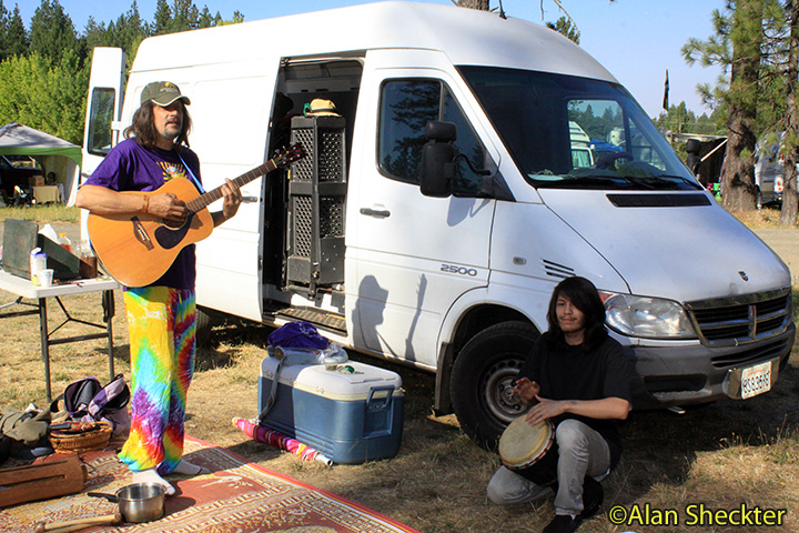 Whipple and friend jammin in the campground by Lott Lake