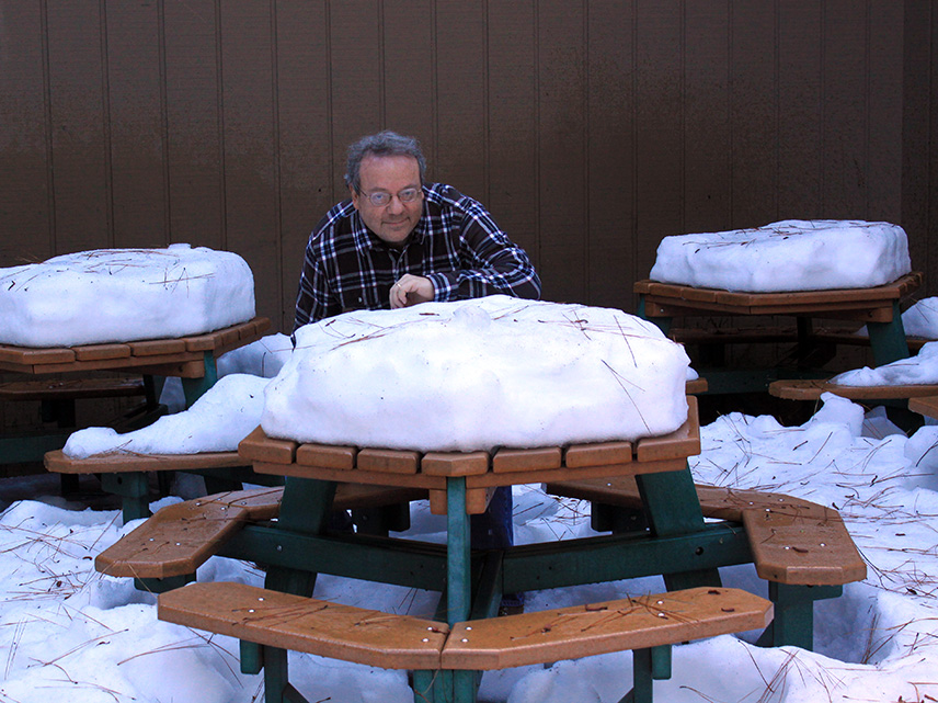 Alan at a not-too-hospitable picnic table