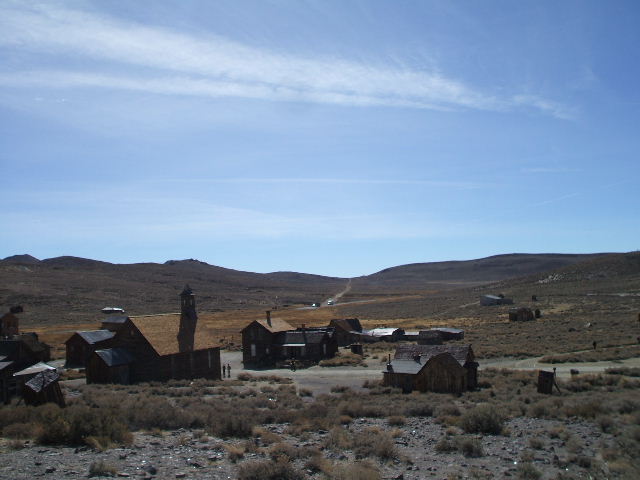 Entering Bodie, a mining ghost town, 14 desolate miles in from 395.