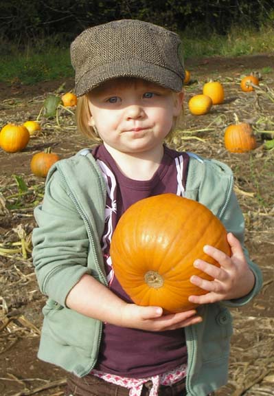 Astrid picked her pumpking at Pomeroy Farm