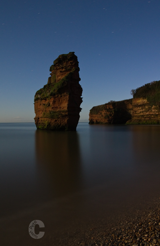 Ladram bay lit by the moon