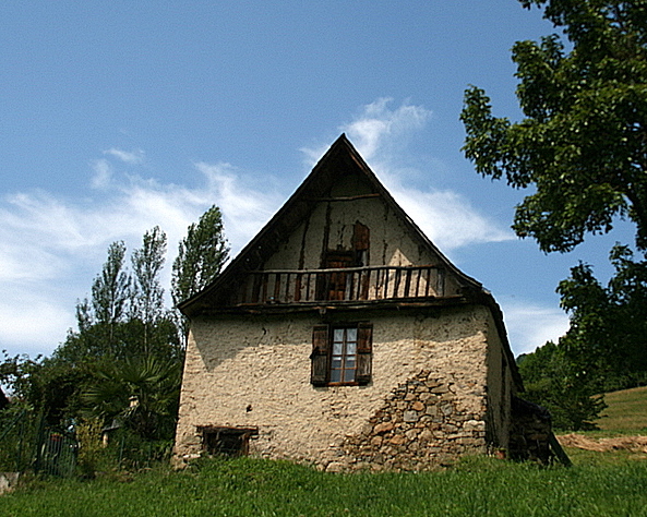 an old and small mountain house.