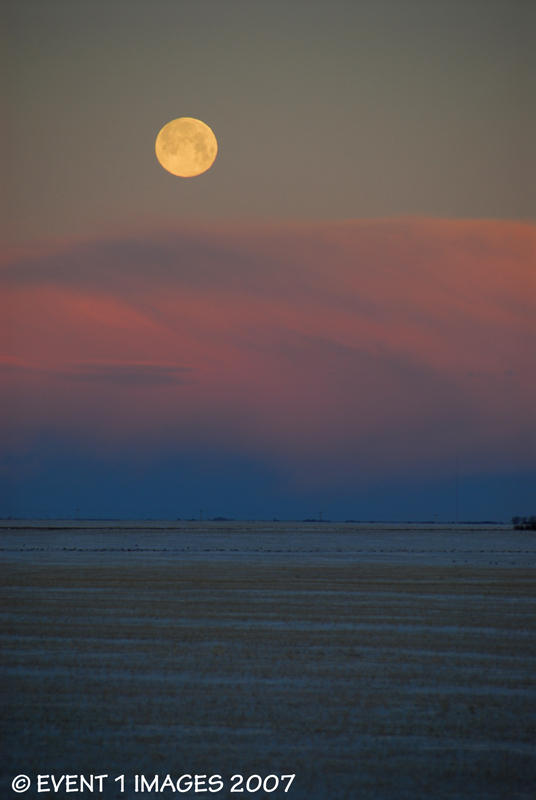 Prairie Winter Moonset