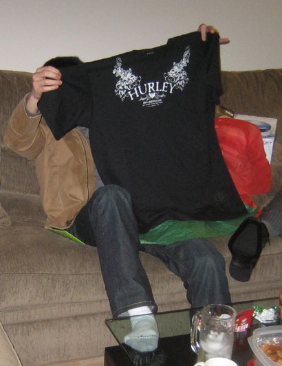 hurley shirt to add to his collection (and gift card)