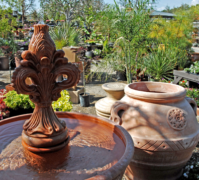 Fountain and antique pots for sale