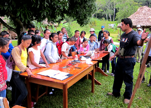 Station Manager Vladimir describing banding process to school kids.  The kids were wonderful.
