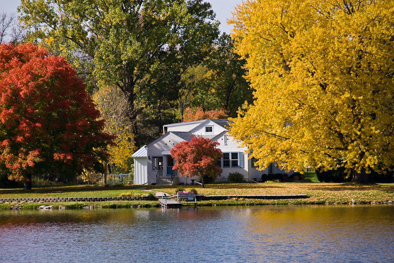 Mill Pond Home in Autumn  ~  October 14