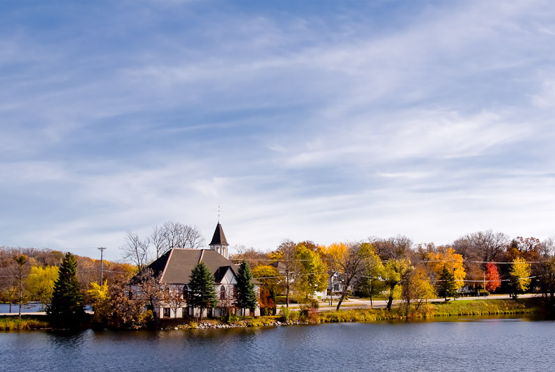 Fall Morning at the Mill Pond Church  ~  October 21