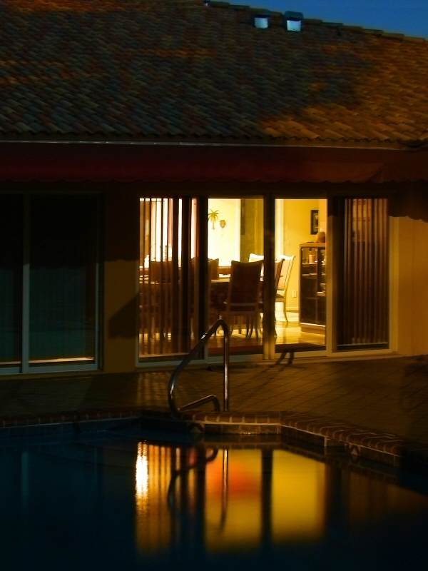 Pool reflecting houselights