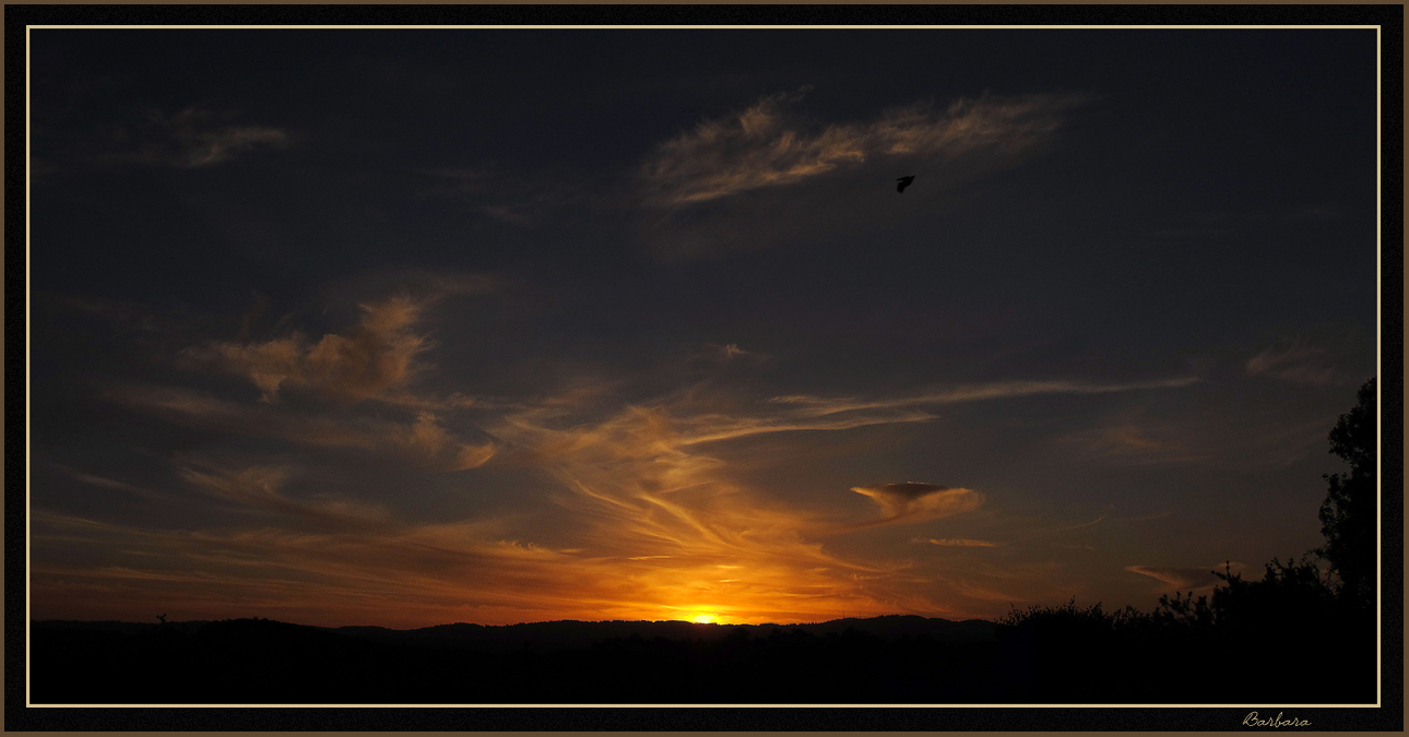 Golden sunset sky