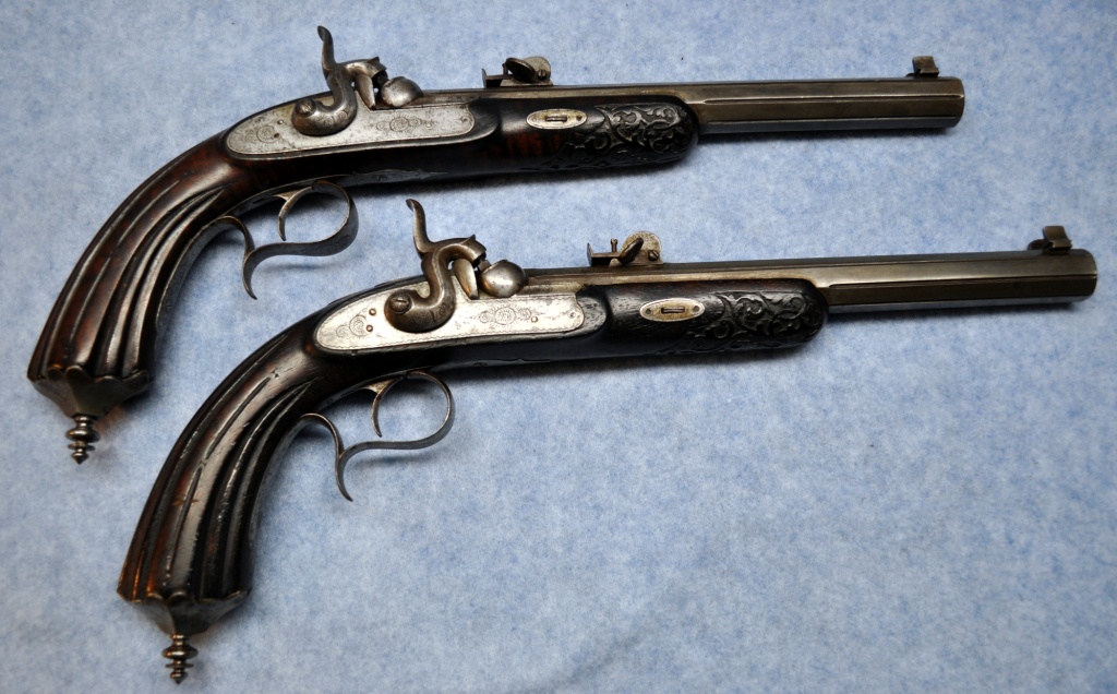 Overall View of a pair of Swiss Target Pistols