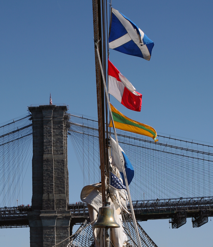 Brooklyn Bridge from the deck of the USCG Barque Eagle (WIX-327)