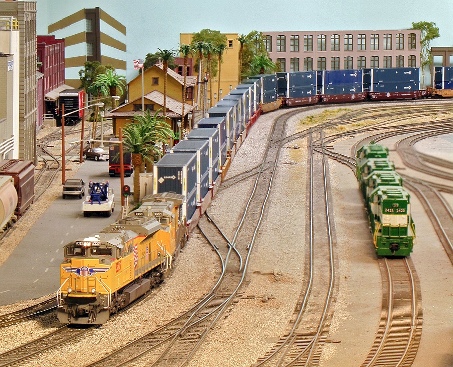 UPs UMAX repo train passes Norwalk Junction.