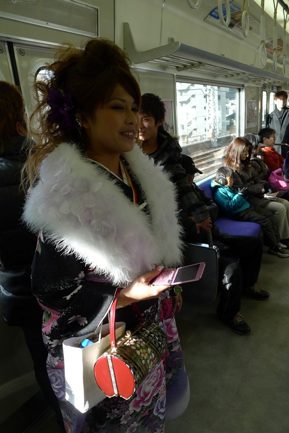 A happy girl in Kimono celebrating adulthood