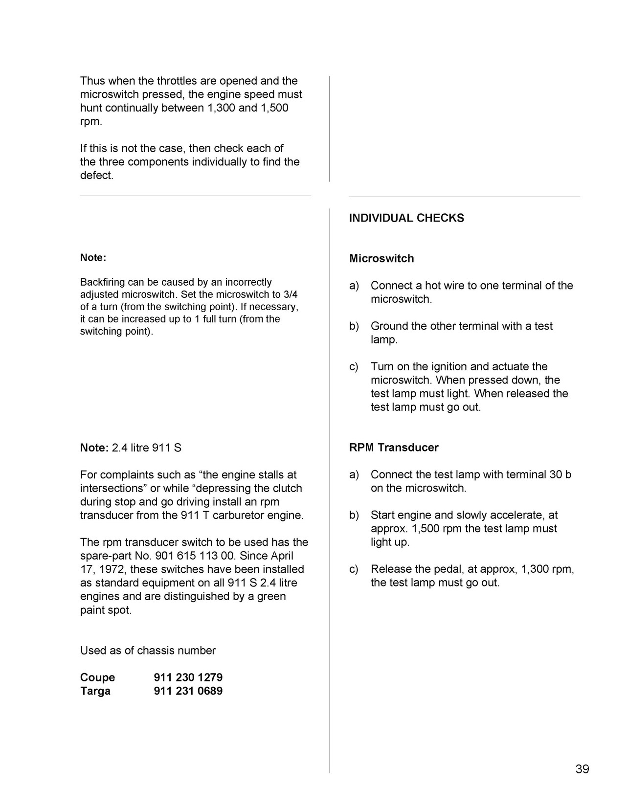 Porsche BOSCH MFI Manual - Check, Measure and Adjust - Page 39