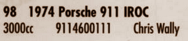 1998 Monerey Program --- IROC s/n 911.460.0111