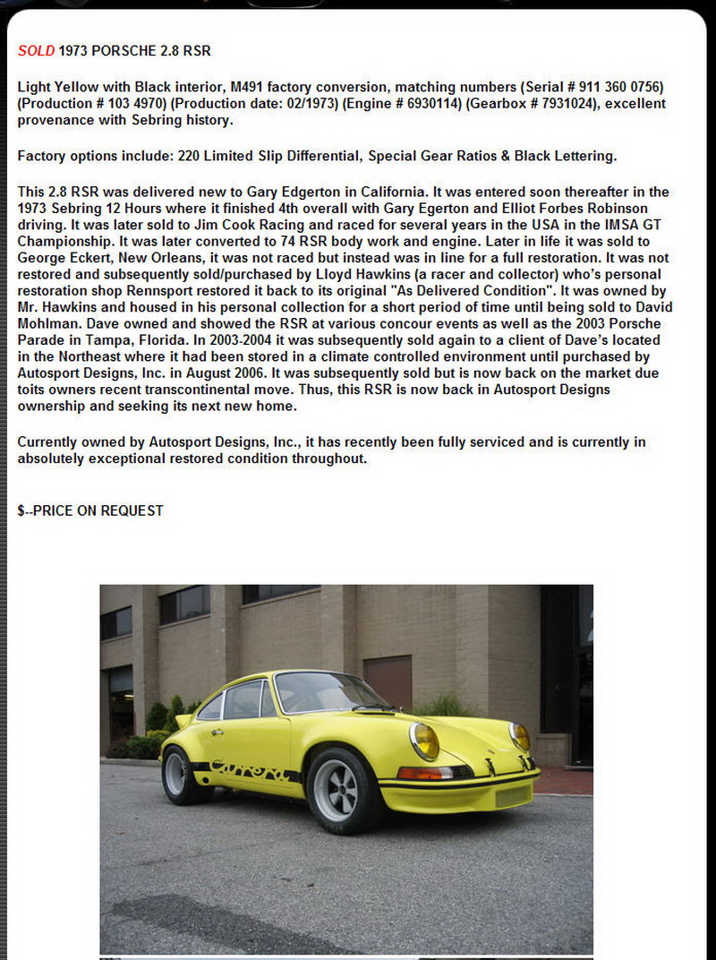 1973 Porsche 911 RSR 2.8 Liter - Chassis 911.360.0756 - Photo 1