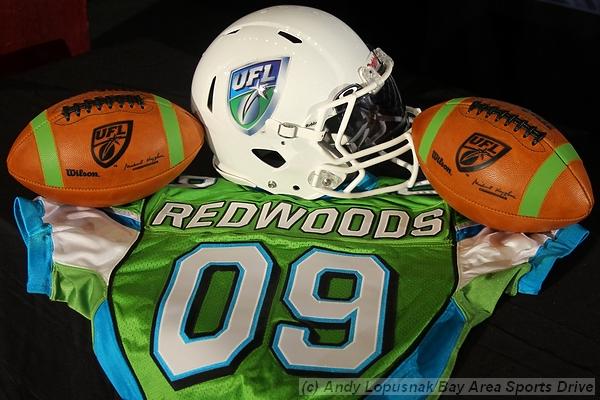 California Redwoods jersey, helmet & UFL game ball