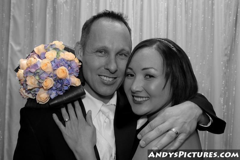 The Bride & Groom in monchrome with color